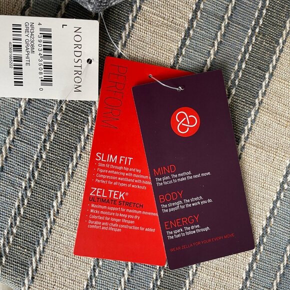 Zella Perform Activewear Slim Fit Leggings Heathered Graphite Grey Sz L NWT - Picture 9 of 11